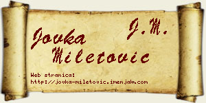 Jovka Miletović vizit kartica